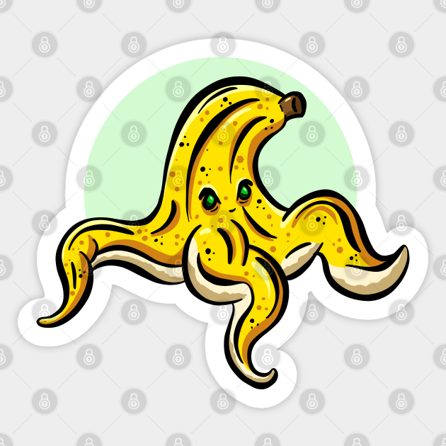 Evil Banana Slip Peel Sticker Character Banana Peel Sticker Teepublic